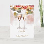 Elegante Champagne & Roos Verloving Aankondiging (Voorkant)