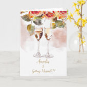 Elegante Champagne & Roos Verloving Aankondiging (Gele Bloem)