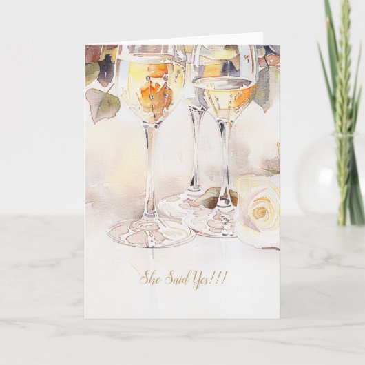 Elegante Champagne & Roos Verloving Aankondiging (Voorkant)