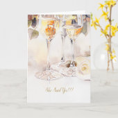 Elegante Champagne & Roos Verloving Aankondiging (Gele Bloem)