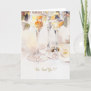 Elegante Champagne & Roos Verloving Aankondiging