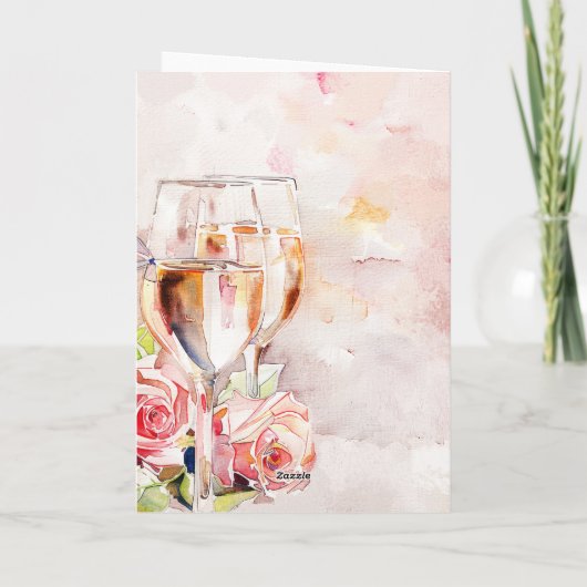 Elegante Champagne & Roos Verloving Aankondiging (Achterkant)