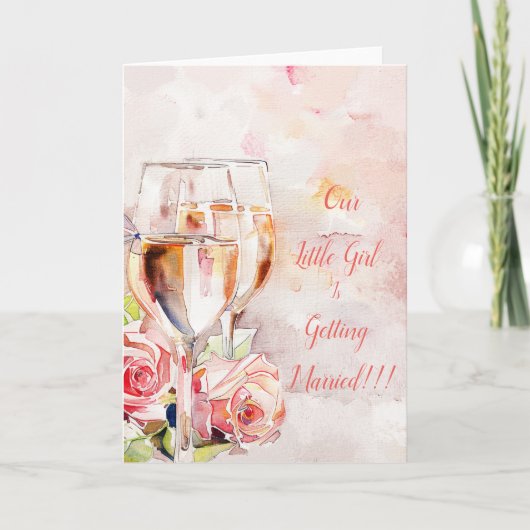 Elegante Champagne & Roos Verloving Aankondiging (Voorkant)