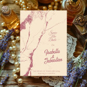 Elegante Champagne & Roze Marmer 'Save the Date' Kaart