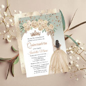 Elegante Champagne | Sage Bloemen Quinceañera Part Kaart