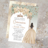 Elegante Champagne | Sage Bloemen Quinceañera Part Kaart