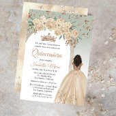 Elegante Champagne | Sage Bloemen Quinceañera Part Kaart