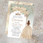 Elegante Champagne | Sage Bloemen Quinceañera Part Kaart