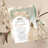 Elegante Champagne | Sage Bloemen Quinceañera Part Kaart