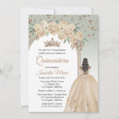 Elegante Champagne | Sage Bloemen Quinceañera Part Kaart (Voorkant)