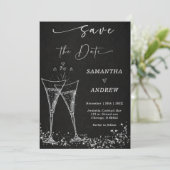 Elegante Champagne Save the Date Wedding Kaart (Staand voorkant)