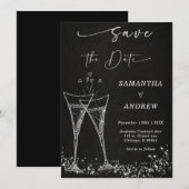 Elegante Champagne Save the Date Wedding Kaart (Voorkant / Achterkant)