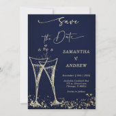 Elegante Champagne Save the Date Wedding Kaart (Voorkant)