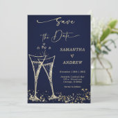 Elegante Champagne Save the Date Wedding Kaart (Staand voorkant)