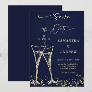 Elegante Champagne Save the Date Wedding Kaart
