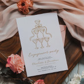 Elegante Champagne Scribble verlovingsfeest Kaart