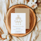 Elegante Champagne Scribble verlovingsfeest Kaart