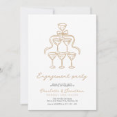 Elegante Champagne Scribble verlovingsfeest Kaart (Voorkant)