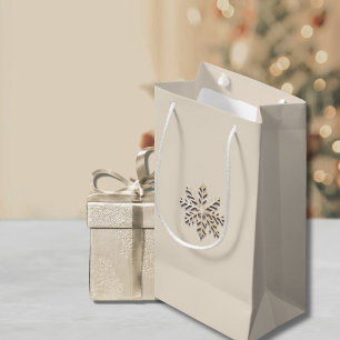 Elegante Champagne Sneeuwvlok Gift Bag Klein Cadeauzakje