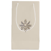 Elegante Champagne Sneeuwvlok Gift Bag Klein Cadeauzakje (Voorkant)