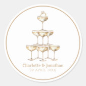 Elegante Champagne Stijl Retro Ronde Sticker (Voorkant)