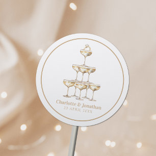 Elegante Champagne Stijlvolle Retro Ronde Sticker