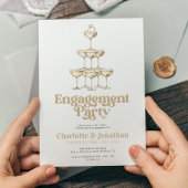 Elegante champagne stijlvolle retro verlovingsfees kaart