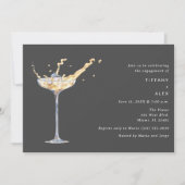 Elegante champagne toast foto verlovingsfeest kaart (Voorkant)