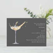 Elegante champagne toast foto verlovingsfeest kaart (Staand voorkant)