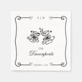 Elegante Champagne Toast Hand getrokken Doodle bru Servet (Voorkant)