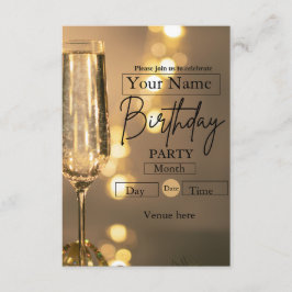 Elegante Champagne Toast Verjaardagsuitnodiging Kaart
