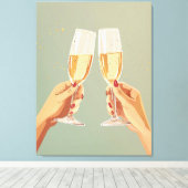 Elegante champagne toast viering canvas afdruk (Insitu (Houten vloer))