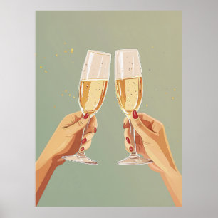 Elegante champagne toast viering poster