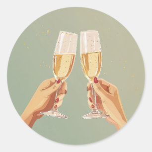 Elegante champagne toast viering ronde sticker