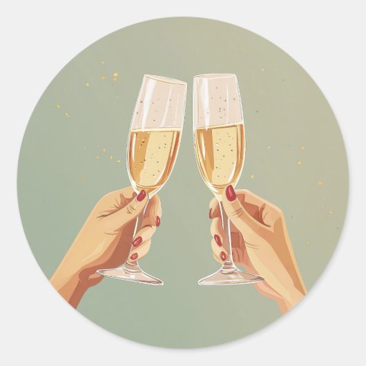 Elegante champagne toast viering ronde sticker (Voorkant)
