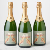 Elegante champagne toast viering sparkling wijnetiket (Flessen)