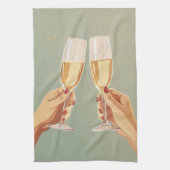 Elegante champagne toast viering theedoek (Verticaal)