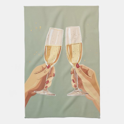 Elegante champagne toast viering theedoek (Verticaal)