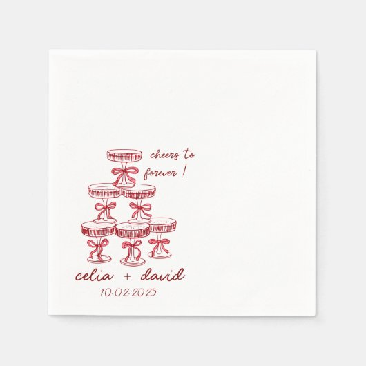 Elegante Champagne Toren bruiloft Servet (Voorkant)