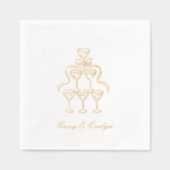 Elegante Champagne Tower Gold Foil Trouwservetten Folie Servetten (Voorkant)