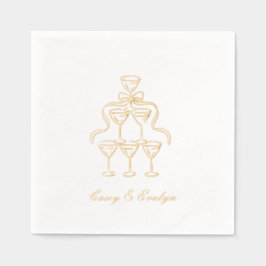 Elegante Champagne Tower Gold Foil Trouwservetten Folie Servetten