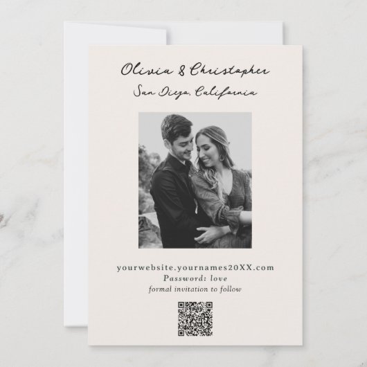  Elegante Champagne Tower Sketch QR-code Save The Date (Achterkant)