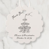 Elegante Champagne Tower Sketch Wedding Favoriete  Bedankjes Labels (Voorkant)