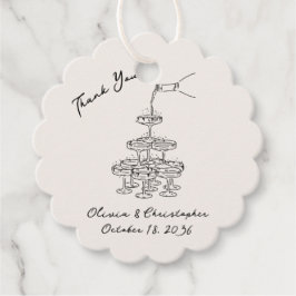 Elegante Champagne Tower Sketch Wedding Favoriete Bedankjes Labels