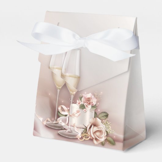 Elegante champagne trouwdag bedankdoosjes (Voorkant Zijde)