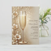 Elegante Champagne Trouwdouche met gouden accenten Kaart (Staand voorkant)