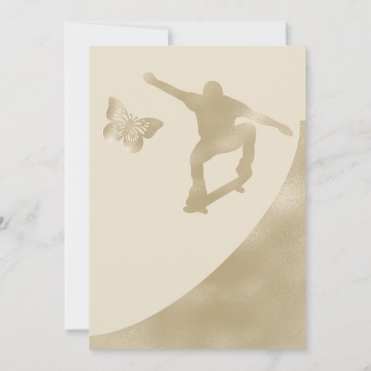 Elegante Champagne Twins Quince Skater Butterfly Kaart (Achterkant)