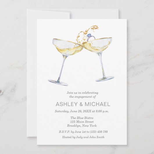 Elegante Champagne verlovingsfeest Kaart (Voorkant)