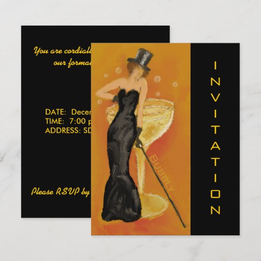 Elegante champagne viert uitnodiging (Voorkant / Achterkant)