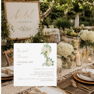 Elegante champagne witte Hydrangea bruidsfeest Kaart